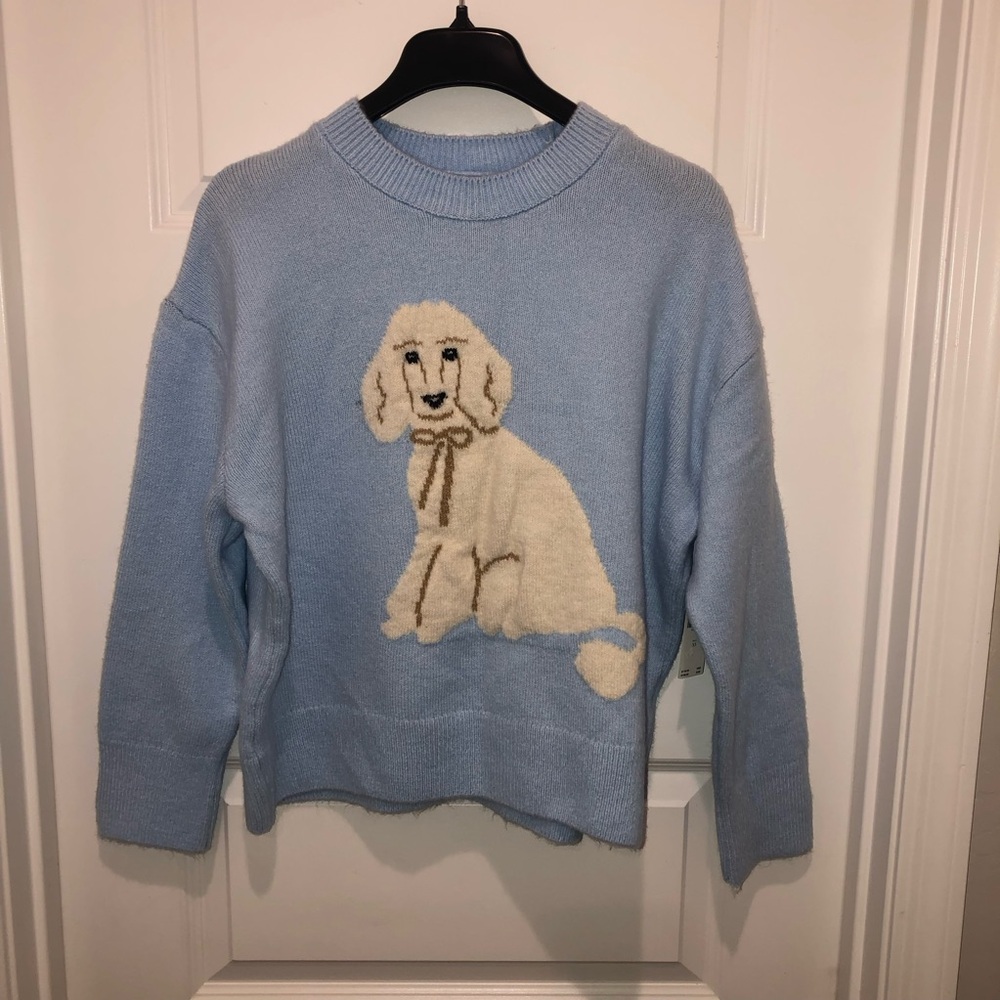 New Anthropologie x Maeve Crew Neck Poodle Dog Icon Pullover Sweater sz XS - Picture 5 of 8
